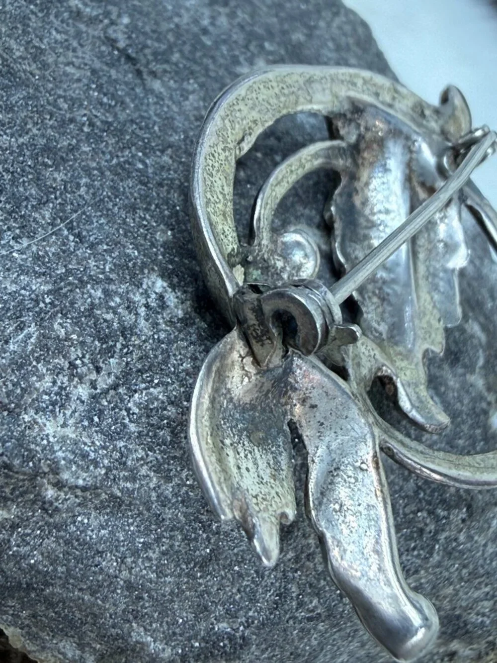 Vintage Sterling Silver Art Nouveau Floral Leaf Openwork Brooch 1.25